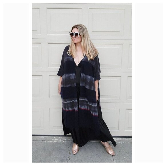 Raquel Allegra Sweaters - Raquel Allegra Open Front Duster Wool Cashmere Blend Tie Dye Sweater